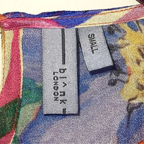 Bl^nk London Anthropologie Miranda Peasant Blouse S Balloon Sleeve Multicolor - Picture 9 of 9